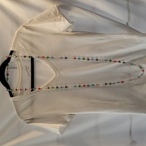 Premier Designs 60 inch silver multi colored beaded necklace